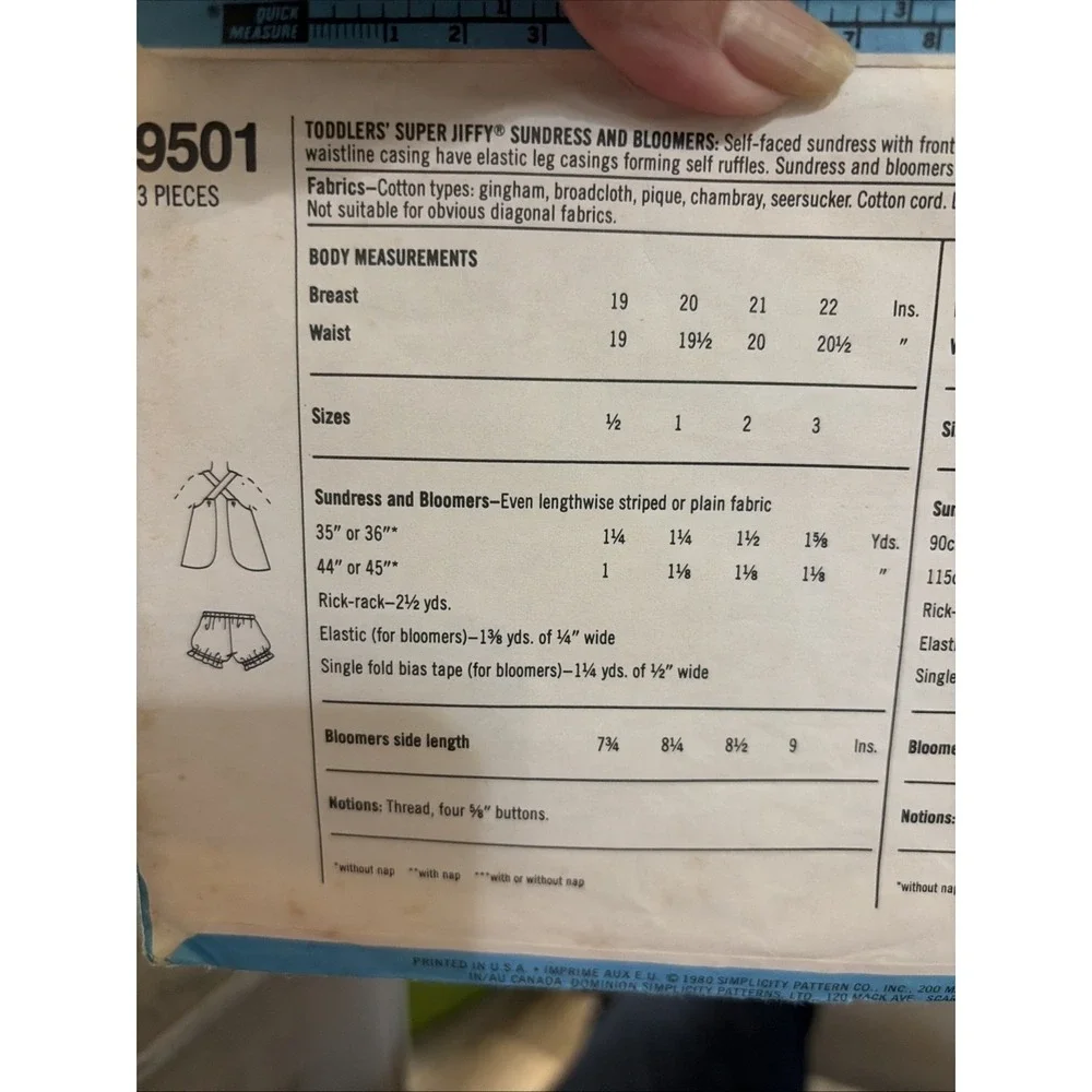 Vintage 80s Simplicity 9501 Toddler Girls Sundress Bloomers Pattern Size 2 Cut